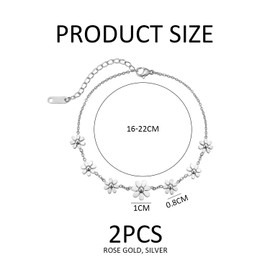 CHROMACRAFT 2 Pieces Daisy Bracelet Stainless Steel Bracelet Adjustable Bracelet Elees Simple Bracelet Women's Bracelet