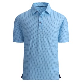 Alex Vando Mens Golf Shirt Moisture Wicking Quick-Dry Print Performance Polo Shirts for Men,Blue Dots,XL