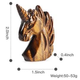 Artistone Tiger Eye Stone Unicorn Figurine 2 Inch Carved Crystal Unicorn Statue Healing Gemstone Ornament Gift Home Decor