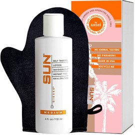 Tan Overnight Self Tanning Lotion 4 fl oz + Tanning Lotion Applicator - Medium To Dark Tan for Body and Face, Organic and Natural Ingredients May Be S