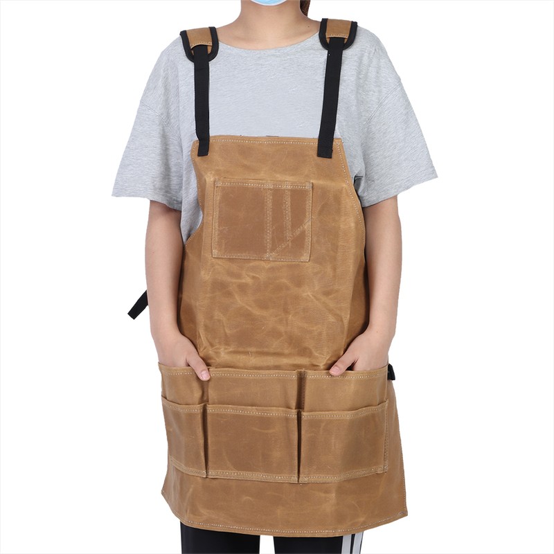 Multi Function Waterproof Waxed Canvas Apron Working Tool Aprons for