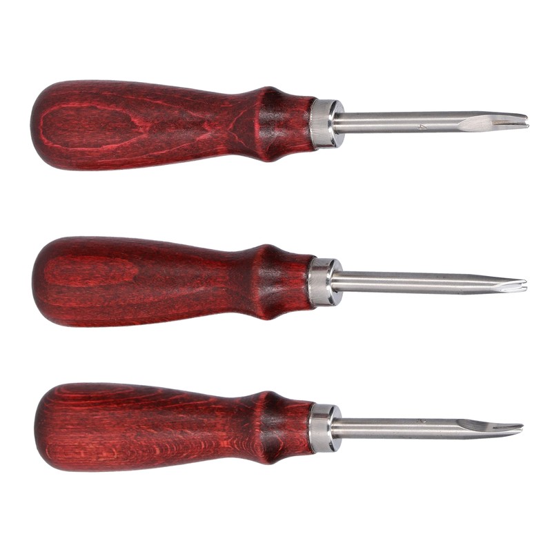 3pcs Leather Edger Sharp Professional Trimming Working Kit with Wooden