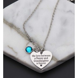 Beeshion Nanny Gifts the Love Between a Nanny and Granddaughter is Forever Heart Pendant Necklace Best Nanny Gifts (the love between a nanny and granddaughter is forever)