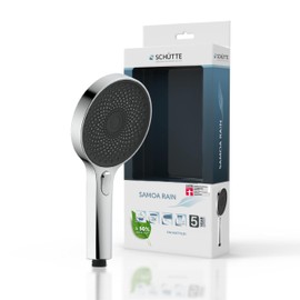 SCHÜTTE Samoa Rain Hand Shower, Velvet Jet Technology, Shower Head with Over 300 Nozzles, 3 Adjustable Jet Types, Anti-limescale Shower Head for Shower, Chrome