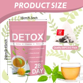 56 Day Detox Tea, Natural Drainage Tea, Contains Oolong Tea Extract and Peach Extract, Natural, Promotes Metabolism