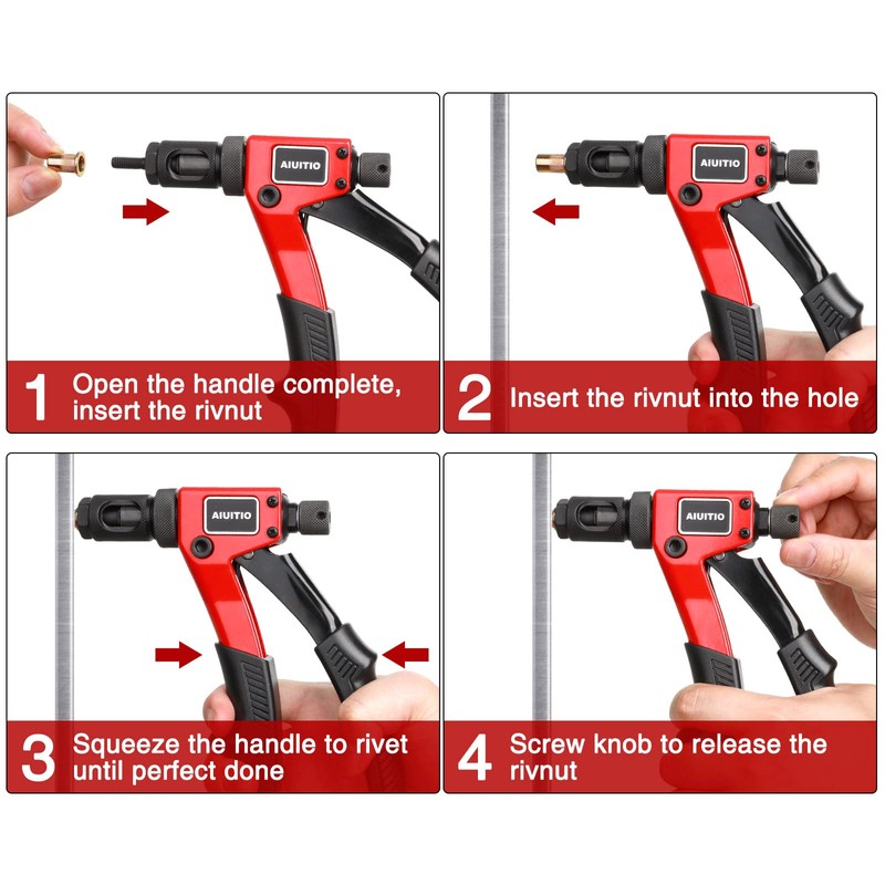 AIUITIO 8" Rivet Nut Tool, Rivnut Tool Kit with 9