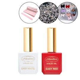 classic nail Mostive Color Gel Marble Kuksi Color Gel Easy White Easy Red + 30 parts / 모스티브 칼라 젤마블 국시 컬러젤 이지화이트 이지레드+파츠 30개