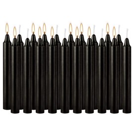 20pcs 4-inch Taper Candles Smokeless Long Burning Candles for daily, Wedding,Christmas Table,Fireplac (black)