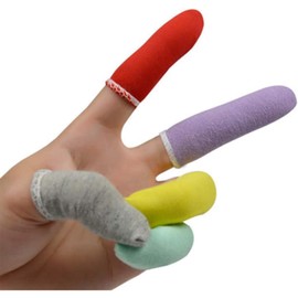 100 Pcs Finger Cots Cotton Material with Elasticity Finger Guards Hand Toe Thumb Fingertips Sleeves Protector, Comfortable, Breathable, Absorb Sweat, Reusable(Polychrome)