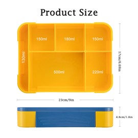 SiHuiTu Bento Lunch Box,Lunch Box for Adults 1330ml Bento Box with 6 Compartments, Lunch Boxes with Cutlery Set, Leak Proof Lunch Box for Kids, Snack Box for School Kindergarten Office (Grey Green)