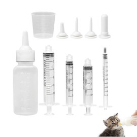 Pet Nursing Kit: 50ml Kitten and Puppy Feeding Bottle with 4 Syringes and 4 Nipples for Newborn Baby Cats, Dogs, Rabbits, Hamsters