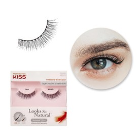 KISS Looks So Natural False Eyelashes Double Pack, Lightweight & Comfortable, Tapered End Technology, Reusable, Cruelty-Free, Contact Lens Friendly, Style 'Shy', 2 Count (Pack of 1) Fake Eyelashes