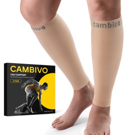 CAMBIVO 2 Pairs of Calf Bandage, Compression Stockings for Women, Men, Support Stockings, Compression Socks, Calf Compression, Calf Leg Warmers for Sports, Football, Running, Swelling, Recovery