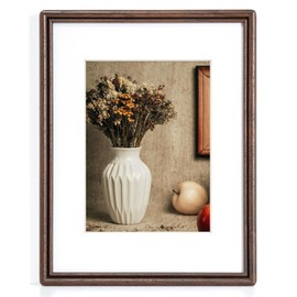 RICHFOCUS 8.5x11 Picture Frame, Natural Solid Walnut Wood Picture Frame with High Tempered Glass, Handcrafted Rounded Corner 8.5 by 11 Wooden Frame Matted to 6x8 Photo for Wall & Tabletop Display