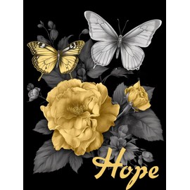Betepefet DIY 5D Diamond Art Kits Painting for Adults Flower Grey and Yellow Butterfly Floral Faith Hope Love Quotes Inspirational (3) 30x40cm/11.7x15.8inches