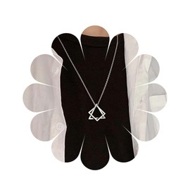 Allereya Square Triangle Pendant Necklace Silver Geometric Necklace Punk Hip Hop Necklace Unisex Combination Long Necklaces Jewelry Gift for Women and Girls