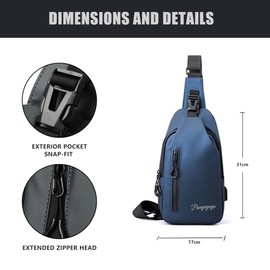 Pangogogo Waterproof Crossbody Bag Men's Lightweight Scratch-Resistant Shoulder Bag Men's Small Multi-Compartment Men's Handbag for Cycling, Hiking and Short Trips, blue