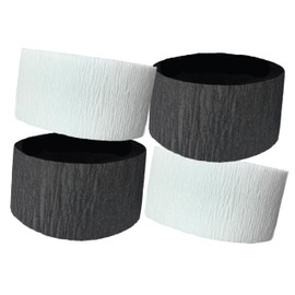 BLACK and WHITE Crepe Paper Streamers (2 Rolls Each Color) MADE IN USA!
