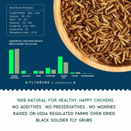 FLYGRUBS 5 lb Dried Black Soldier Fly Larvae - High Calcium Chicken Feed - 85...