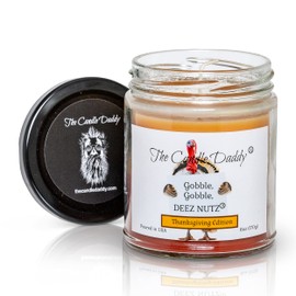 Gobble, Gobble Deez Nutz - Thanksgiving Edition - Banana Nut Bread Scented 6 Ounce Jar Double Pour Candle- 40 Hour Burn Time