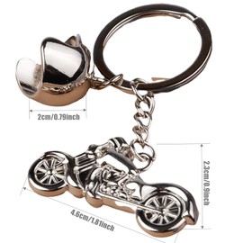 Wasserquelle 3D Metal Motor Bike Keyring Model Motorcycle Helmet Keychain Mini Motorcycle Motorbike Helmet Cool Silver Metal Charm Car Key Ring Keychain Gift (Motorbike)