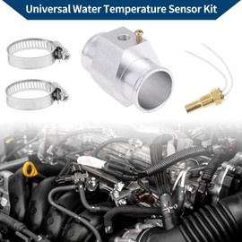 ACROPIX 12V/24V Universal Water Temp Sensor Kit, 1/8"NPT 1.26" Silver Tone Adapter 210'F on - 195'F Off for Automotive Radiator & Engine Cooling