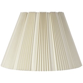 Eggshell Pleated Large Lamp Shade 9.5" Top x 19" Bottom x 13" High (Spider) Replacement with Harp and Finial - Brentwood
