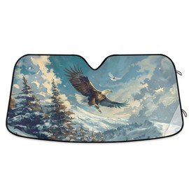 ALAZA Car Windshield Sun Shade Eagle Catching Prey Foldable Car Front Windshield Sunshade Blocks UV Rays Sun Visor Sun Heat Protection for Car Truck SUV to Keep Your Vehicle Cool,Large