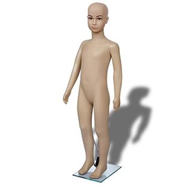 FAMIROSA Male Female Child Mannequin Torso Dress Form Mannequin Stand Model Full Body Adjustable Plastic Detachable Realistic Display Glass Base 43.3"/110cm