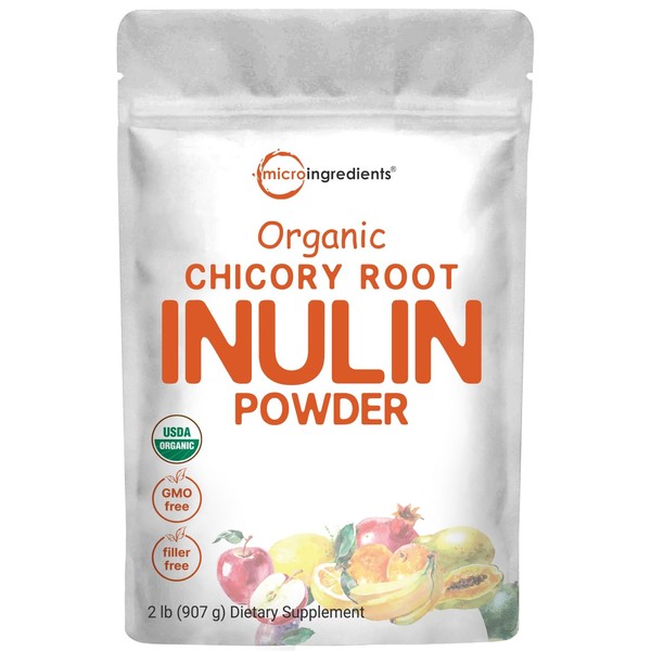 Micro Ingredients Organic Chicory Root Inulin Fiber Powder, 2 lb