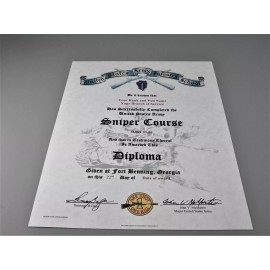 US Army SNIPER Course School Diploma Replacement Certificate