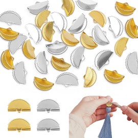 ADOFUN Alligator Clip, Fan Shaped, 0.6 inch (15 mm), 50 Pieces of Gold, White, Ribbon Fastener, Stainless Steel, Crimp End Parts, Craft Supplies, Handmade Material, Storage Case Included