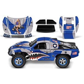 AMR Racing RC Graphics kit Sticker Decal Compatible with Traxxas Slash 1/10 #58034 and Slayer 1/10 #59074 - P-40 Warhawk - Blue