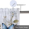 Dabuniu Valance Rod Pocket Curtain, Butterfly Pattern, Blue Butterflies Flower,