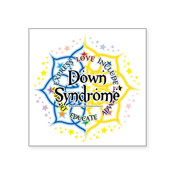 CafePress Down Syndrome Lotus 2009 Square Sticker 3 X 3