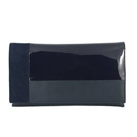 LONI Contrast Clutch Shoulder Bag Faux Leather Patent Suede