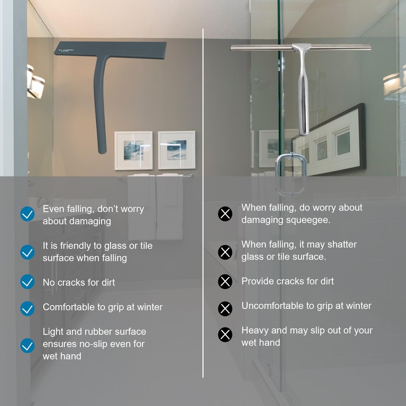 RICHMIRTH Shower Squeegee for Glass Doors, 9" Inch Width Silicone