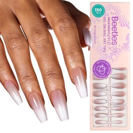 Beetles French Tip Press On Nails French Gel Nail No File Need  Fake Nails  4-in-1 DIY Manicure for Nail Extension Designs for Women #TikTokShopBacktoSchool:_150 PCS Medium Coffin Pre-applied Tips