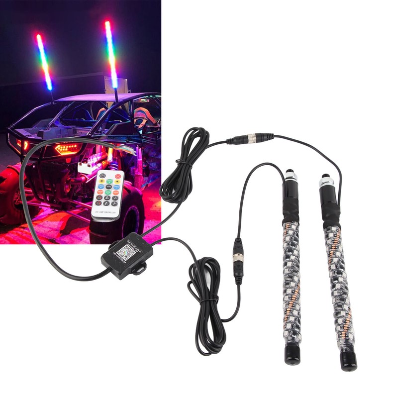 1ft LED Whip Lights 12‑24V 20 Colors IP67 Waterproof Overload