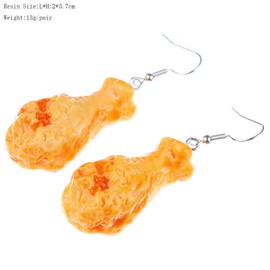 Realistic Funny Imitation Food Dangle Earrings Simulated Fried Chicken Nugget Leg Wing Shrimp French Fries Drop Earring for Women Friends Christmas Party Gift Jewelry -Chicken Leg