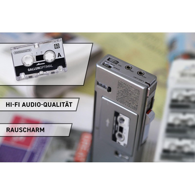 GALLUNOPTIMAL MC60 Microcassette - for Voice Recorders - Pack of