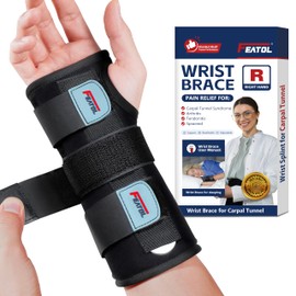 FEATOL Wrist Brace for Carpal Tunnel, Adjustable Night Wrist Support Brace with Splints Right Hand, Large/X-Large, Hand Support for Arthritis, Tendonitis, Sprain, Injuries