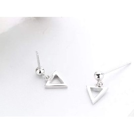 Iszie 925 Sterling Silver Mini Geometric Square Triangle Dangle Drop Stud Earrings for Girls Women (Triangle)