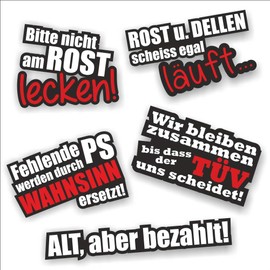 Folien-Zentrum - 5 Sticker Set - High-Quality Car Tuning Sticker - OEM & JDM Car Sticker - Funny Stickers for Car - Stickerbomb - Car Sticker - Made in Germany