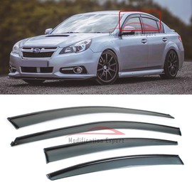 Fits for 2010-2014 Subaru Legacy 4 Door Sedan JDM Black Trim Smoke Tinted Window Visors Rain Guards Deflectors