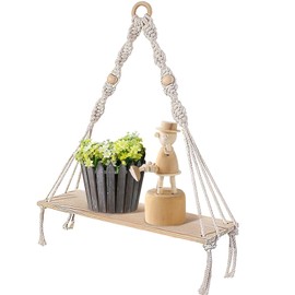 ERFGT Boho Decorative Wall Shelf, Wall Shelf, Boho Decorative Style, Boho Decorative Wall Shelf, Macrame Boho Decorative Wall Shelf, Suitable for Living Room, Bedroom, Bathroom, Balcony, Hallway