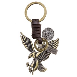 Create idea Vintage Eagle Keyring Leather Keyring Alloy Key Chain for Men Women Decorative Accessories, bronze