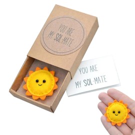 Fychuo Hug Sunflower Gifts， Knitting Wool Sunflower Doll with Positive Affirmation Cards YOU ARE MY SOUL MATE, Good Luck Gifts for Women, Cute Sunflower Doll for Birthday Gift Party Decoration