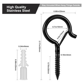 Xinstroe 10 Pack Q-Hanger Hooks with Safety Buckle, Metal Ceiling Hooks, Safety Cup Hooks, String Lights Hanger Hooks for Outdoor Wire and Fairy Lights, Bathroom Kitchen Wall Ceiling Hanging (10)