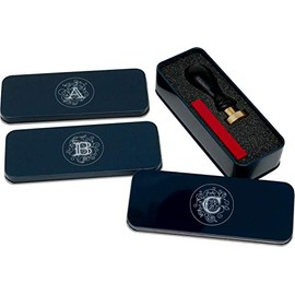 UDIG Seal Stamp Set in Gift Tin with Seal Stamp 24 mm and Red Sealing Wax, Seal Petschaft with Illuminata Letter M